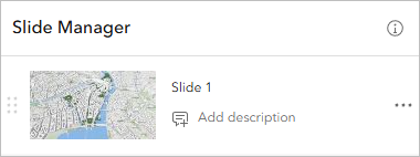 A slide manager box with the words slide 1 next to a map