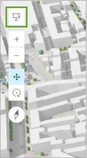 A presentation screen icon highlighted in a green square on a toolbar