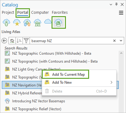 Catalog Pane view in ArcGIS Pro