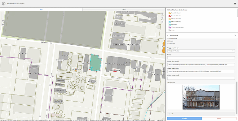 Parcel editing showing a Sonoma map alongside editing options