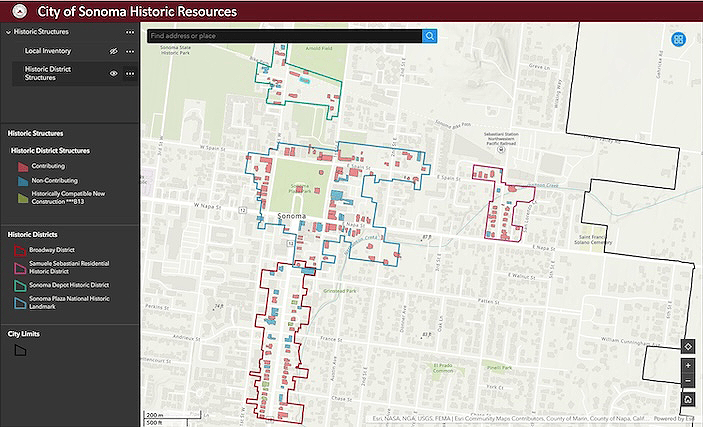 Map of the Sonoma Plaza National Historic Landmark District