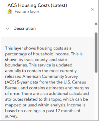 A Housing Costs layer description