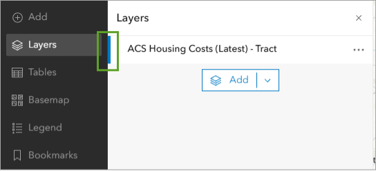 A layers option selected in a toolbar