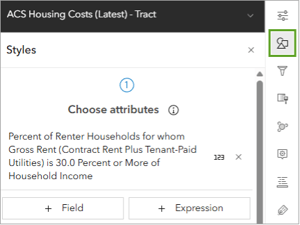 The styles option selected for a feature layer