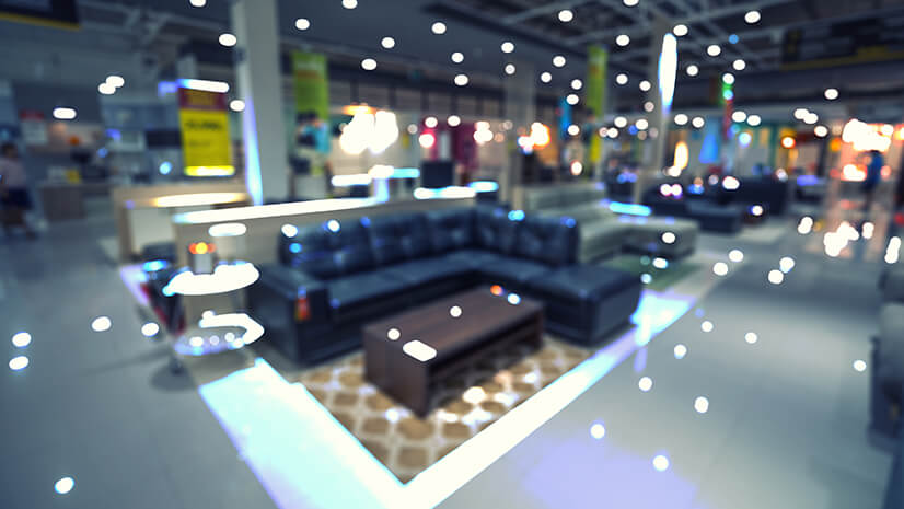 A showroom floor reminiscent of Ashley Furniture