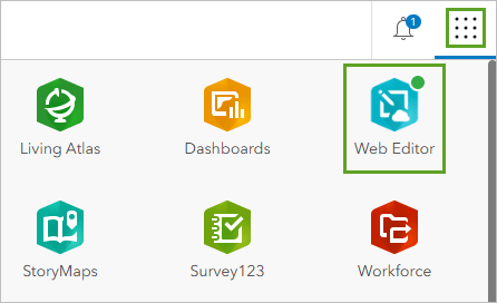 The Web Editor icon highlighted in a green box