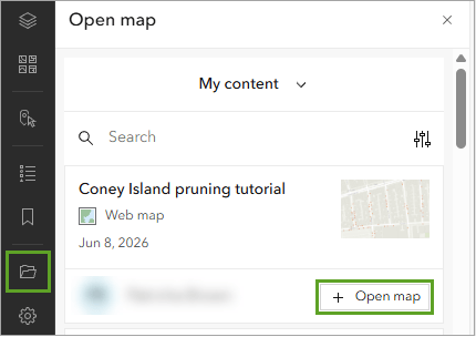 An open map window with a selected file name in black text
