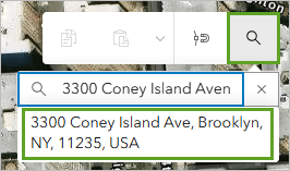 A search box with a Coney Island address entered