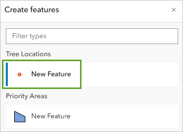 A create features popup box