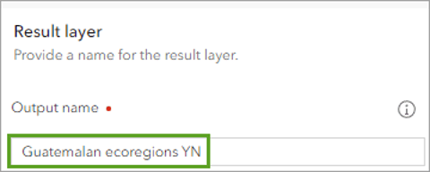 A result layer window open in Map Viewer with a layer selected in a green box