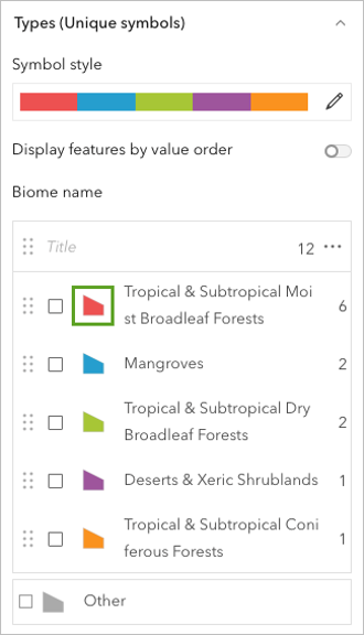 The types unique symbols pane open in Map Viewer