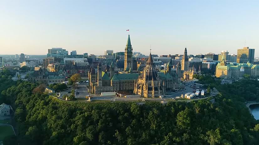 Parliament Hill in Ottawa, Ontario, Canada, on a sunny day