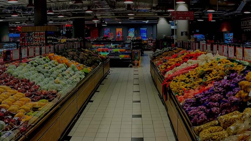 The produce aisle of a grocery market