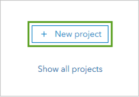 The words new project highlighted in a green box