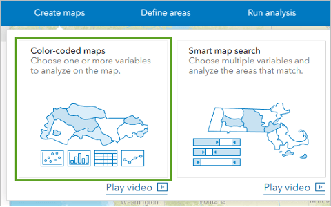 A colored coded maps popup box with a map image and several square icons