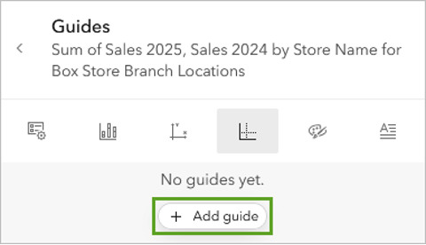 A box with the title guides and an add guide button highlighted in green