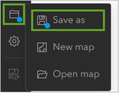 The save and open option selected on a contents toolbar in ArcGIS Online