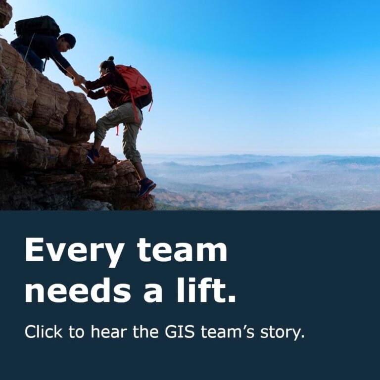 Mountain climbers help one another like a GIS team helps the organization