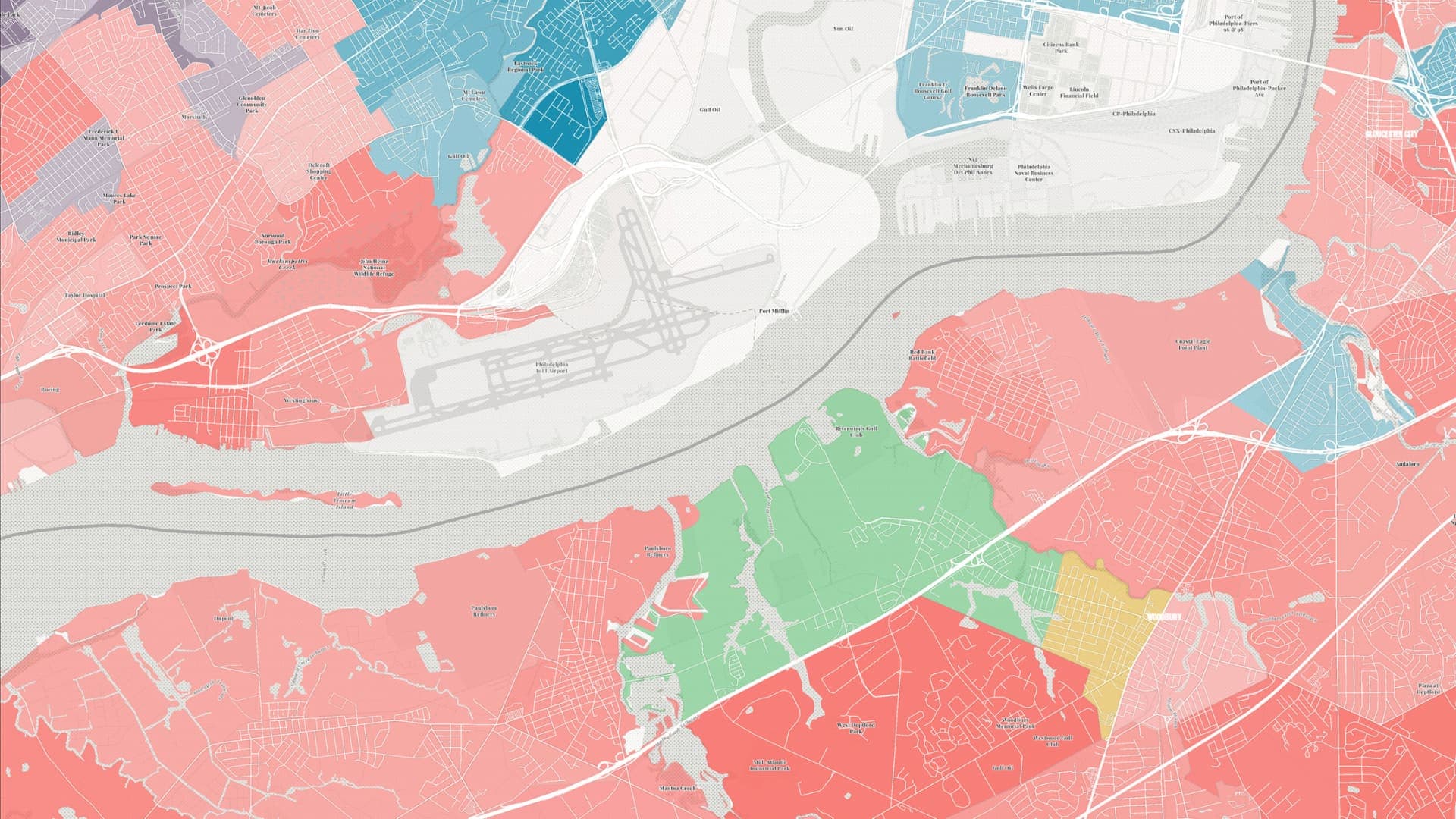 A colorful map represents a site security risk assessment