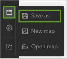 A dark toolbar with the save as option highlighted in a green box