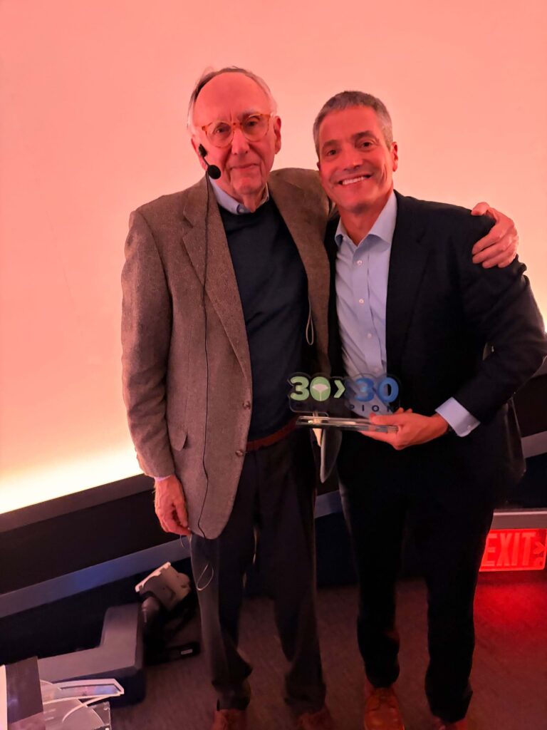 Esri president Jack Dangermond and California's Natural Resources Secretary Wade Crowfoot.
