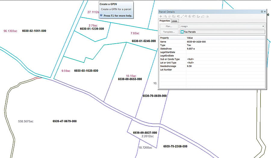 Esri's parcel fabric automatically generates a GPIN Esri's parcel fabric automatically generates a GPIN