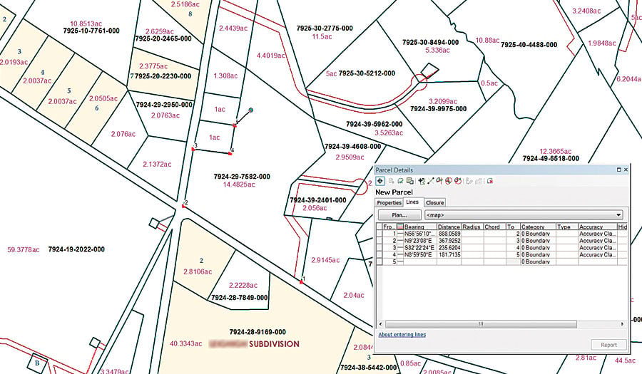 The New Parcel tool constructs a parcel