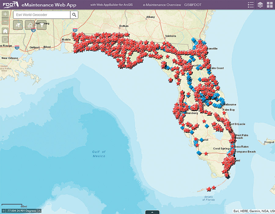 With FDOT’s public-facing eMaintenance Web App, anyone can see inspection results for crash cushions and guardrails across the state of Florida. With FDOT’s public-facing eMaintenance Web App, anyone can see inspection results for crash cushions and guardrails across the state of Florida.
