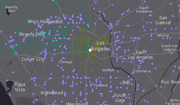 ArcGIS API for JavaScript combines modern web technology with powerful geospatial capabilities so users can create high-performing apps and smart data visualizations, such as this one that shows where city buses enter the downtown Los Angeles area. ArcGIS API for JavaScript combines modern web technology with powerful geospatial capabilities so users can create high-performing apps and smart data visualizations, such as this one that shows where city buses enter the downtown Los Angeles area.