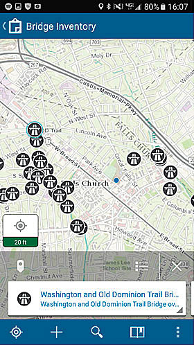 City staff use a mobile app to gather and update bridge data. City staff use a mobile app to gather and update bridge data.
