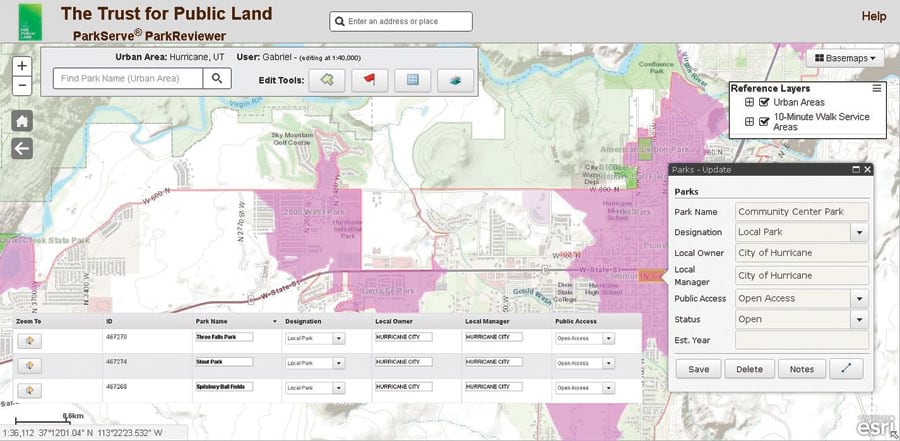 Using the ParkReviewer tool, users could add missing parks to the database, edit the attribute information, and suggest new boundaries for existing parks.