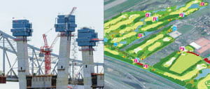 BIM gives AEC professionals detailed information about assets (left), while GIS provides them with information about assets in the context of the built and natural environment (right).