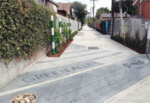 Green alleys can serve as a type of park in areas that are all built up. (Image courtesy of The Trust for Public Land.)