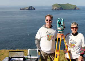 Brian Hall and Kathryn Scott wore their Esri shirts to Vestmannaeyjar Island in Iceland