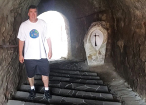 Brian Mladenich wore his Esri shirt to Nevytsky Castle in Zakarpattia Oblast, Ukraine