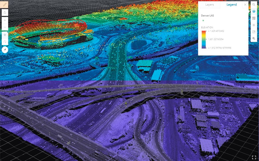 LAS is a community-developed specification for point cloud file formats. (Data courtesy of Merrick & Company, © 2011.) LAS is a community-developed specification for point cloud file formats. (Data courtesy of Merrick & Company, © 2011.)