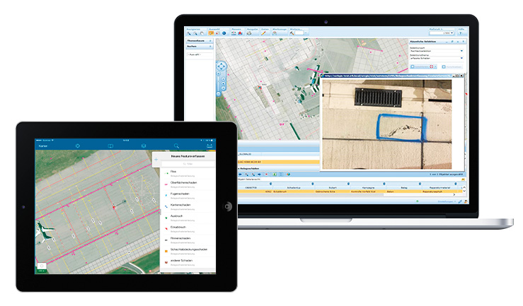 Maintenance crews can now record pavement damages as points on a map and include photos.