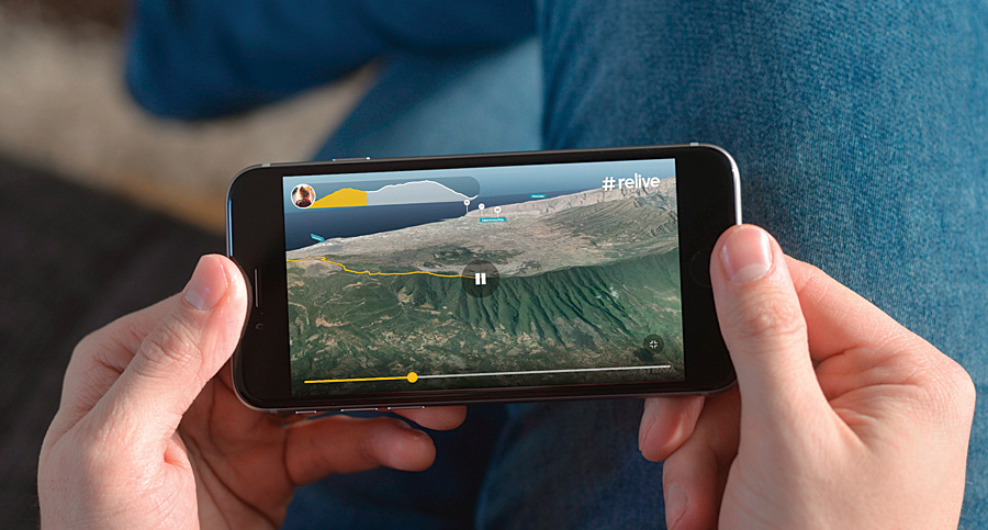 Using the Relive app, athletes can share their rides and runs via virtual 3D video tours on the Esri World Imagery basemap.