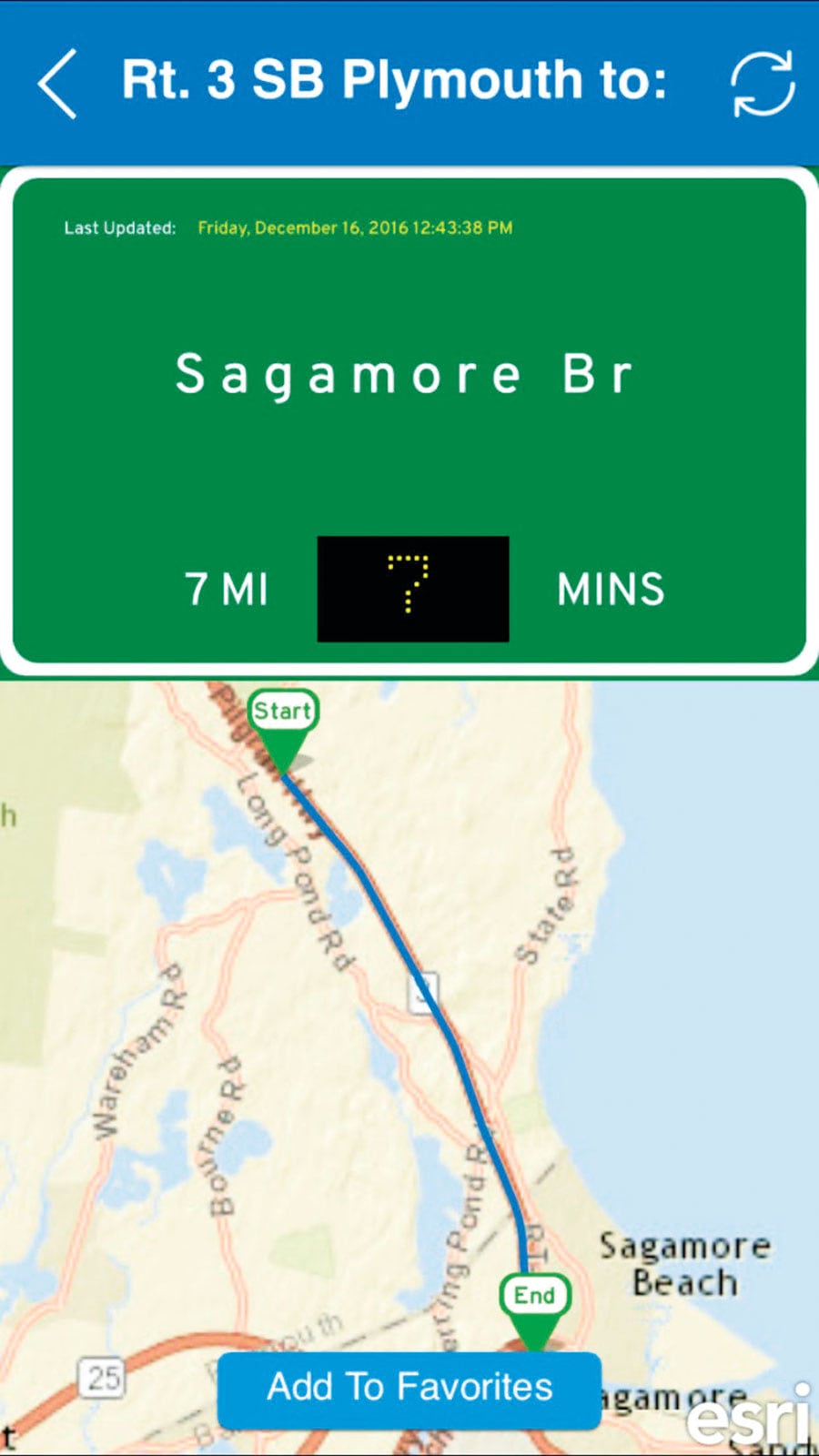 Users can see their selected route from start to finish. They can also add signs to their Favorites list.