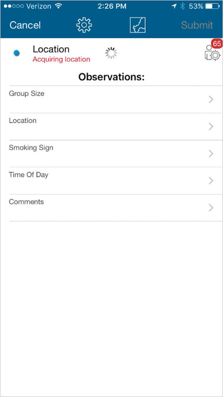 The team customized Collector for ArcGIS so it could record how many tobacco users were observed, the location’s proximity to a no-smoking sign, the time of day, and more.
