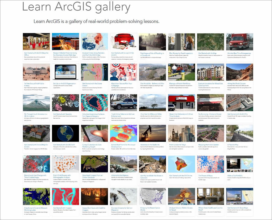 The book incorporates Learn ArcGIS lessons that cover a wide range of topics.