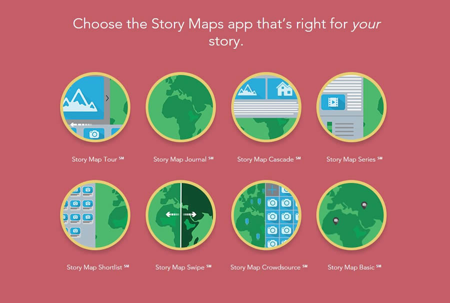 You have a choice of eight Esri Story Maps apps to select from to tell your story.