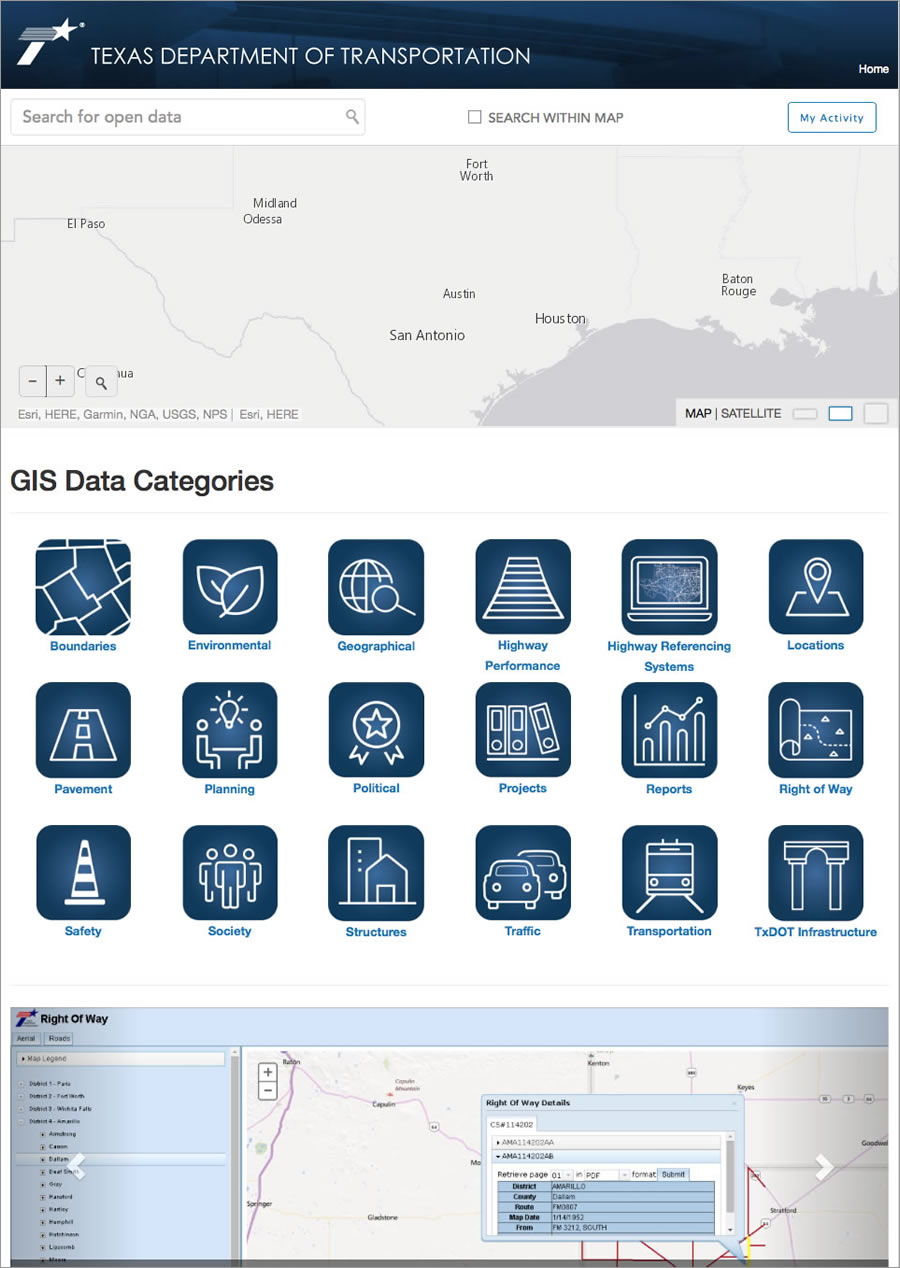 People can get information on evacuation routes, traffic congestion, speed limits, and more using the open data site that the Texas Department of Transportation created using ArcGIS Open Data.