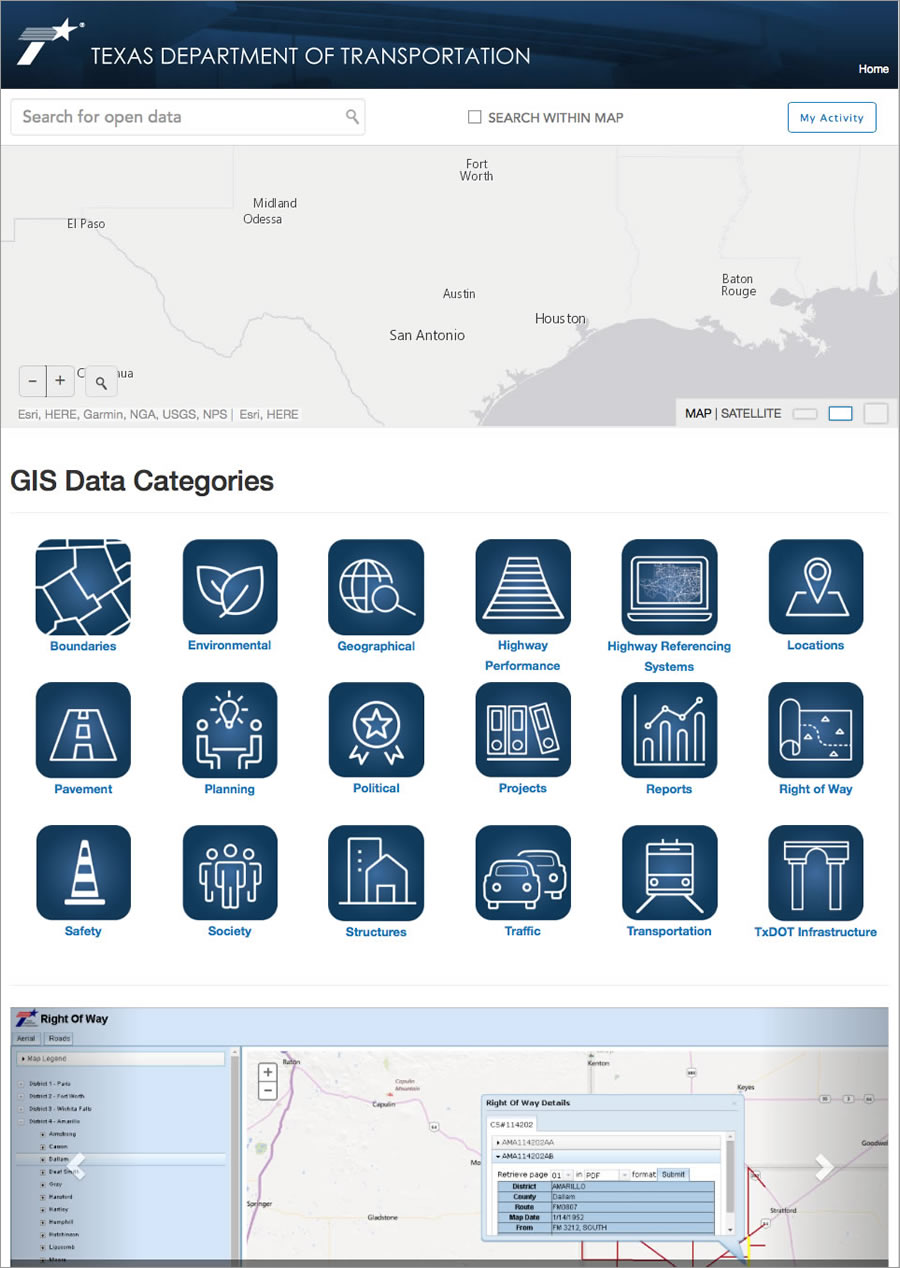 People can get information on evacuation routes, traffic congestion, speed limits, and more using the open data site that the Texas Department of Transportation created using ArcGIS Open Data. People can get information on evacuation routes, traffic congestion, speed limits, and more using the open data site that the Texas Department of Transportation created using ArcGIS Open Data.