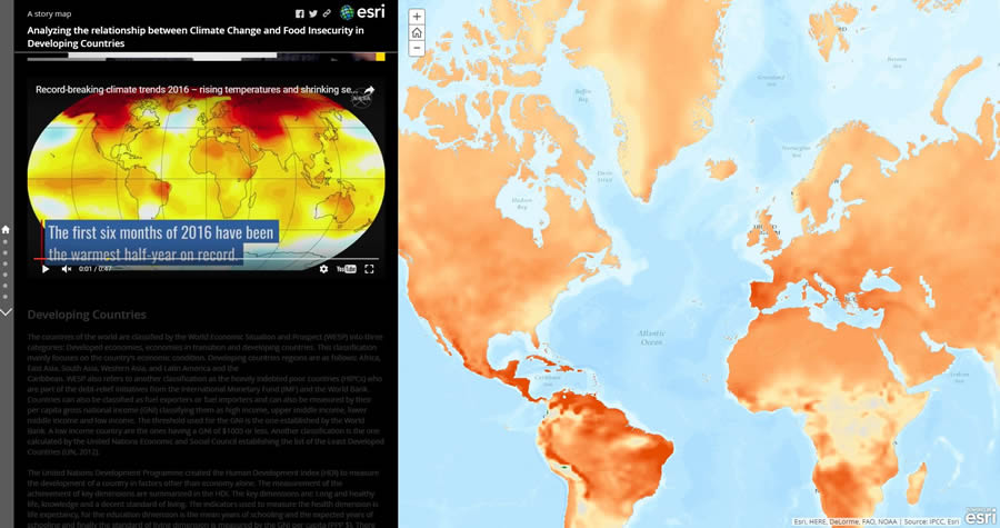 This story map from Claudia Caceres includes a form people can submit saying what they will personally do to battle climate change such as purchasing an electric car.