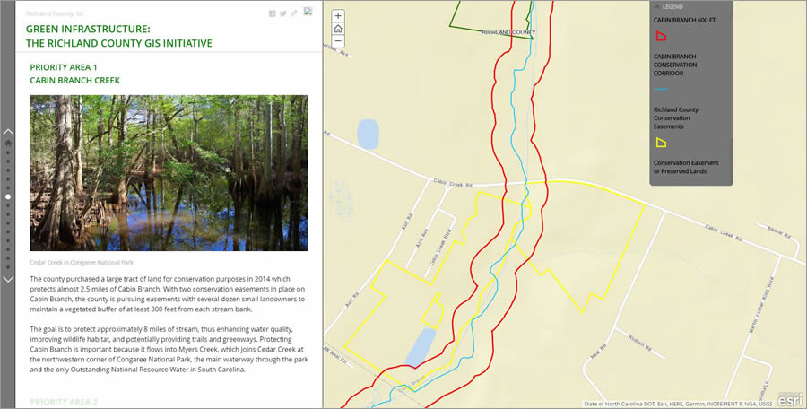 Conservation easements lie within the yellow lines.