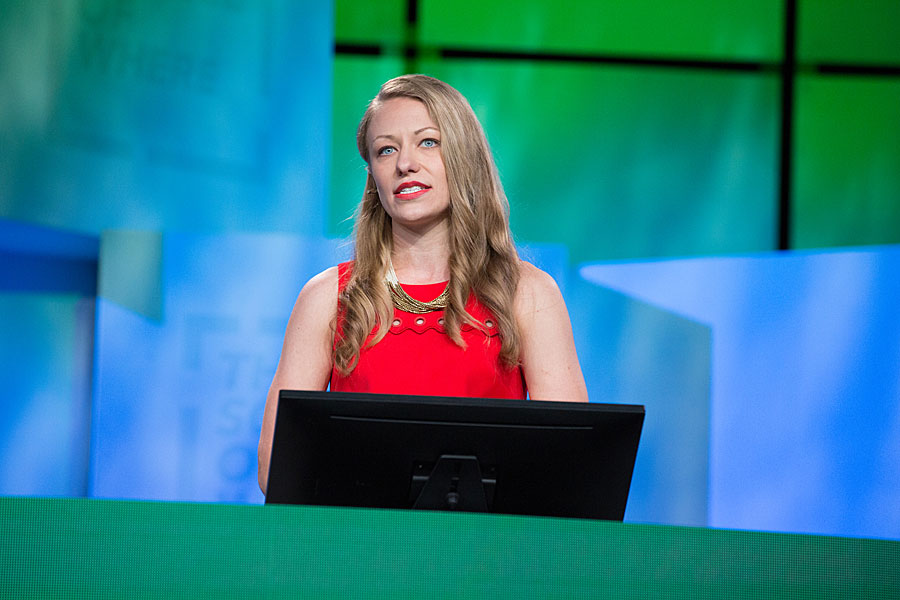 Cassandra Pallai from the Chesapeake Conservancy showed the audience how its ultra-high-resolution land cover dataset for the Chesapeake Bay watershed can help determine where restoration projects might be most beneficial for cleaning up the bay.