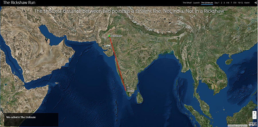 The Counsells had planned to take a direct route from Jaisalmer to Kochi in India. The Counsells had planned to take a direct route from Jaisalmer to Kochi in India.