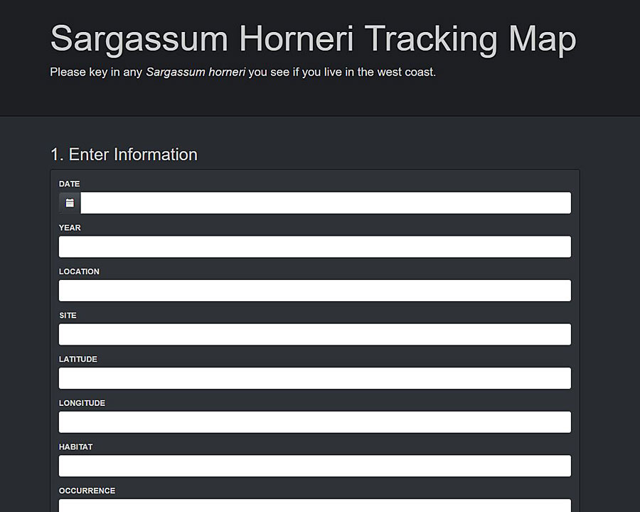 GeoForm from Esri was used to crowdsource data on the Sargassum horneri algae. GeoForm from Esri was used to crowdsource data on the Sargassum horneri algae.