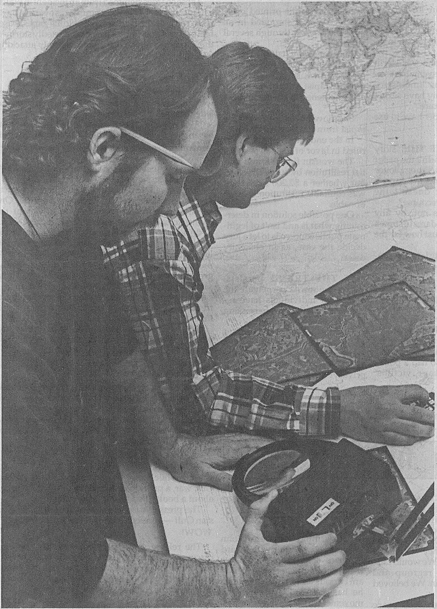 Tim Nolan (right) and Steve Korzekwa work as GIS interns at the University of North Texas about 25 years ago.